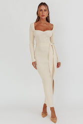 Twilight Moments Long Sleeve Knit Dress Cream