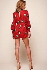 Vera Cold Shoulder Romper Wine