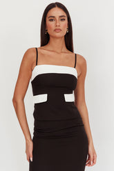 Switched On Faux Pocket Cami Top Black