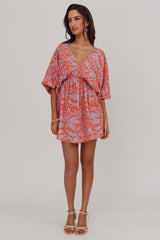Sugar Coat Print Puff Sleeves Mini Dress Lavender