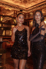 Moon Dust Sequin Mini Dress Black