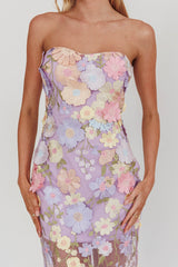 Euphoria Dream Embellished Mesh Maxi Dress Lilac